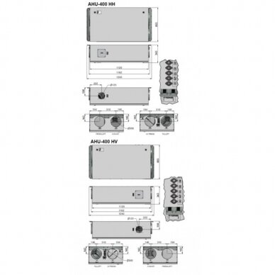 ENSY AHU-400HH/HV1 430 m3/val. rekuperatorius su integruotu Wi-fi valdymo pultu spalvotu ekranu 3
